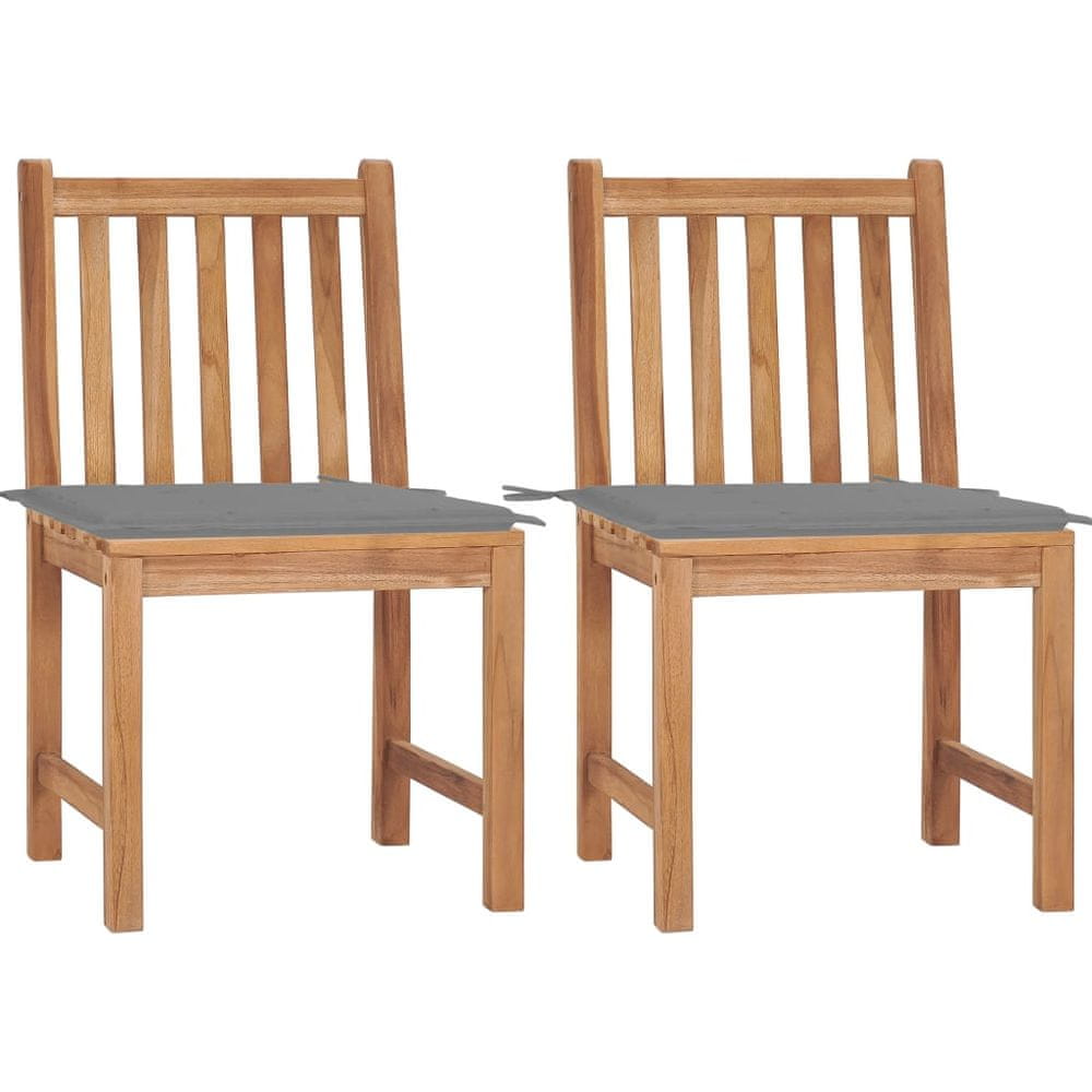 Vidaxl Záhradné stoličky 2 ks s podložkami tíkový masív